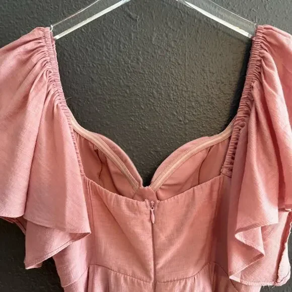 Selfie Leslie Aphrodite Molded Bust Angel Sleeve Wrap Dress Blush Size S - Picture 3 of 7